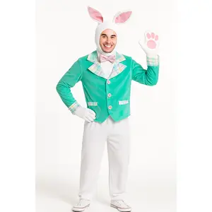 Adult Easter Bunny Costume - Plush White & Teal Ensemble