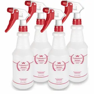 Professional Sprayer 4 Pack 24 Oz All Purpose Heavy Duty Leak Proof Mist Spray Bottles for Cleaning Solutions Planting Pets with Adjustable Nozzle and Measurements