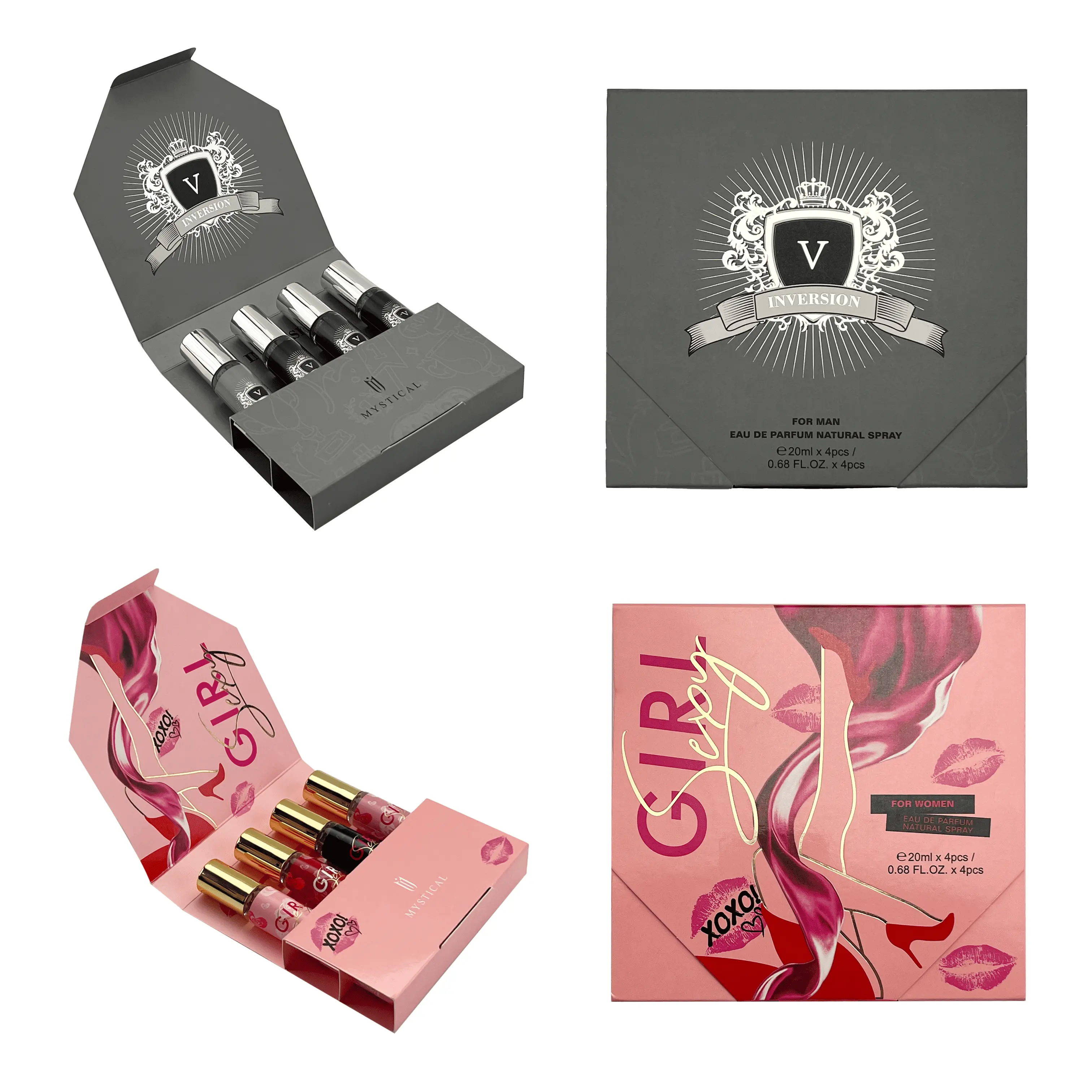 Fragrance collection,mini perfume gift set,Thanksgiving,Christmas,Valentine's Day,floral and fruity spray,wood and amber cologne,20ml*4*2