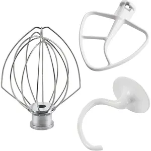 Kitchen Mixers Accessories 3- Including K45DH Dough Hook&K45B Coated Flat  Paddle&K45WW Wire Whip for 4.5 QT Kitchen Tilt- Stand Mixer Attachments by