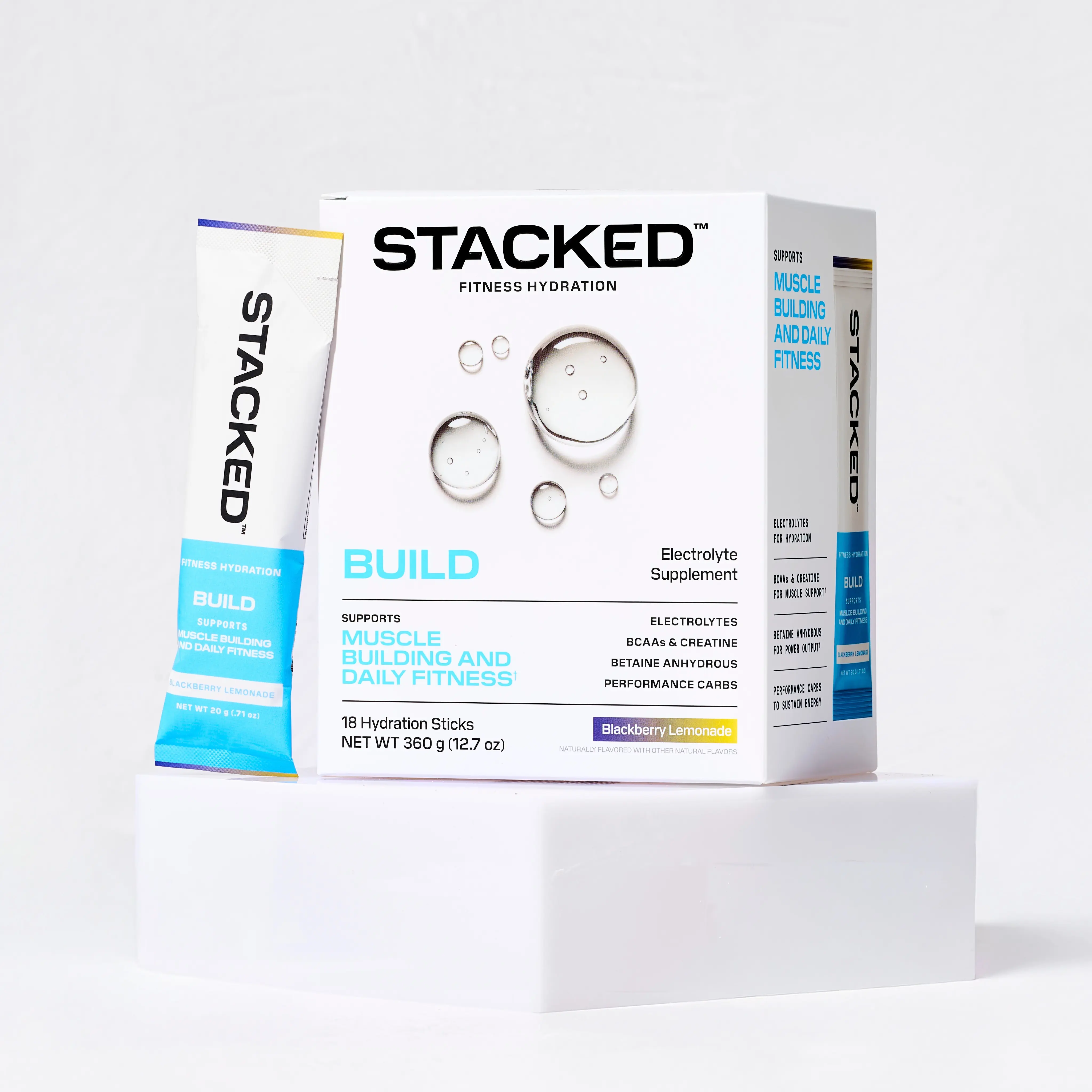 Stacked Fitness Hydration – BUILD – Electrolyte Hydration Mix with Creatine – Blackberry Lemonade
