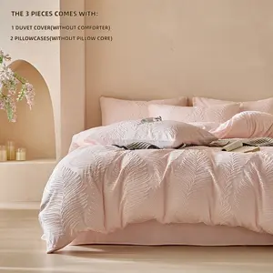 3pcs Leaf Bedding Set with Zipper, Includes 1 Duvet Cover and 2 Pillowcases, Soft Comfortable Fabric, Suitable for All Seasons, Decorative Bedding Set, Pleated Bedding Sets