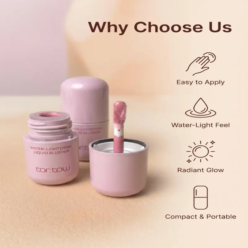 Water-Based Facial Liquid Blush - Lightweight, Blendable Sheer Tint Cheek Stain, Brightening Natural Dewy Finish, Long-Wearing Hydrating Cosmetic for All Skin Types, Easy to Apply, Ideal for Daily Use, Formal Dinner, Nightclub Party