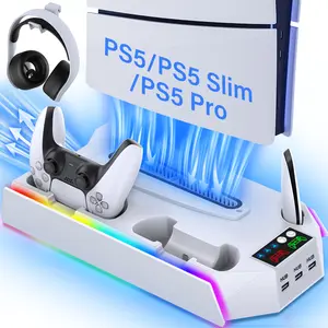 PS5 Standard/Slim/Pro Charging Station Cooling Stand,for PS5 Accessories White