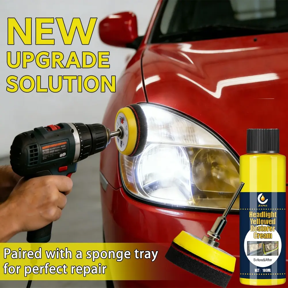100ML Jb-Xpcs Headlight Restoration Kit, Headlight Polishing Agent, Car Headlight Care, Advanced Repair Solution for Clear Bright Headlights, Prevents Yellowing & Oxidation, Headlight Yellowed Restorer