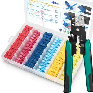 480Pcs T-Tap Wire Connectors+Crimping pliers, T Wire Quick Splice Connector, T Connectors for Wiring with Storage Case (480Pcs)