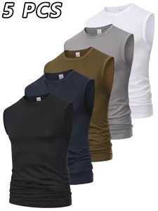5 Pack Men's Sports Tank Tops, fitness workout vest, Quick Dry Breathable Fabric, Comfortable Fitted Design for Gym and Casual Wear