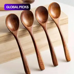Natural Wooden Spoon Set, 4/6 Counts Durable Eco‑Friendly Long-Handle Cooking Spoons in Multiple Sizes for Kitchen Cooking, Baking and Serving Kitchen Utensils Tool #TOP PICKS
