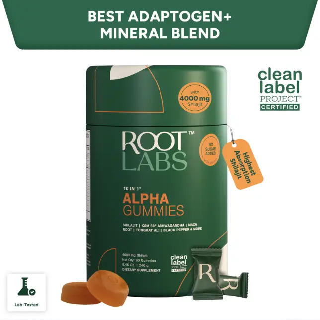 Root Labs Alpha 10-in-1 Shilajit Gummies 4000 mg | New Year New Me Edition | Start 2026 Strong | Energy, Stamina & Focus | Zero Sugar | KSM-66 Ashwagandha, Tongkat Ali, Maca | Vegan | 60 Count | Transform Your Health Goals