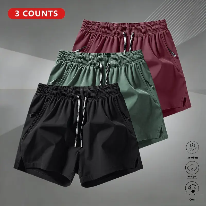 Clean Gent men’s solid-color shorts with practical zippered pockets, cool and breathable for summer wear. Quick-drying, sweat-wicking fabric keeps you dry during sports and running. Regular fit is versatile and flattering for everyone. Suitable for everyd