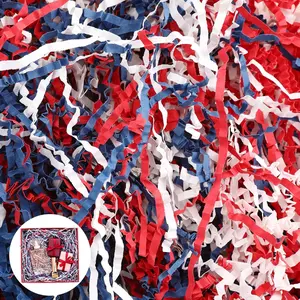 1 LB Crinkle Paper Filler Red White Blue Shredded Paper for Gift Baskets & Box Filler,4th of July Gift Wrap Crinkle Cut Paper Shred Filler Paper Grass for Basket Independence Day Gift W