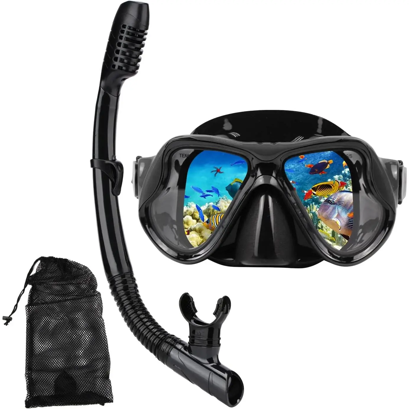 Snorkeling Gear for Adults Snorkel mask Set Scuba Diving mask Dry Snorkel Swimming Glasses Swim Dive mask Nose Cover Youth Diving