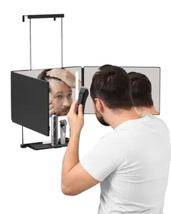 Umitec Adjustable LED Light 3 Way Mirror, Portable Trifold Mirror for Shaving, Grooming, Hair Styling, Dye Hair, Makeup, Braiding, 360 Degree Mirror