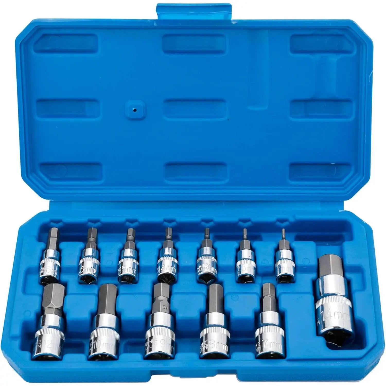 Hex Bit Socket Set - S2 Alloy Steel Drop-Forge 13-Piece Metric 2mm-14mm Manual Drive Tools for Mechanics, Ideal for Lawn Equipment & Mechanic Equipment, 1-Year Return Policy