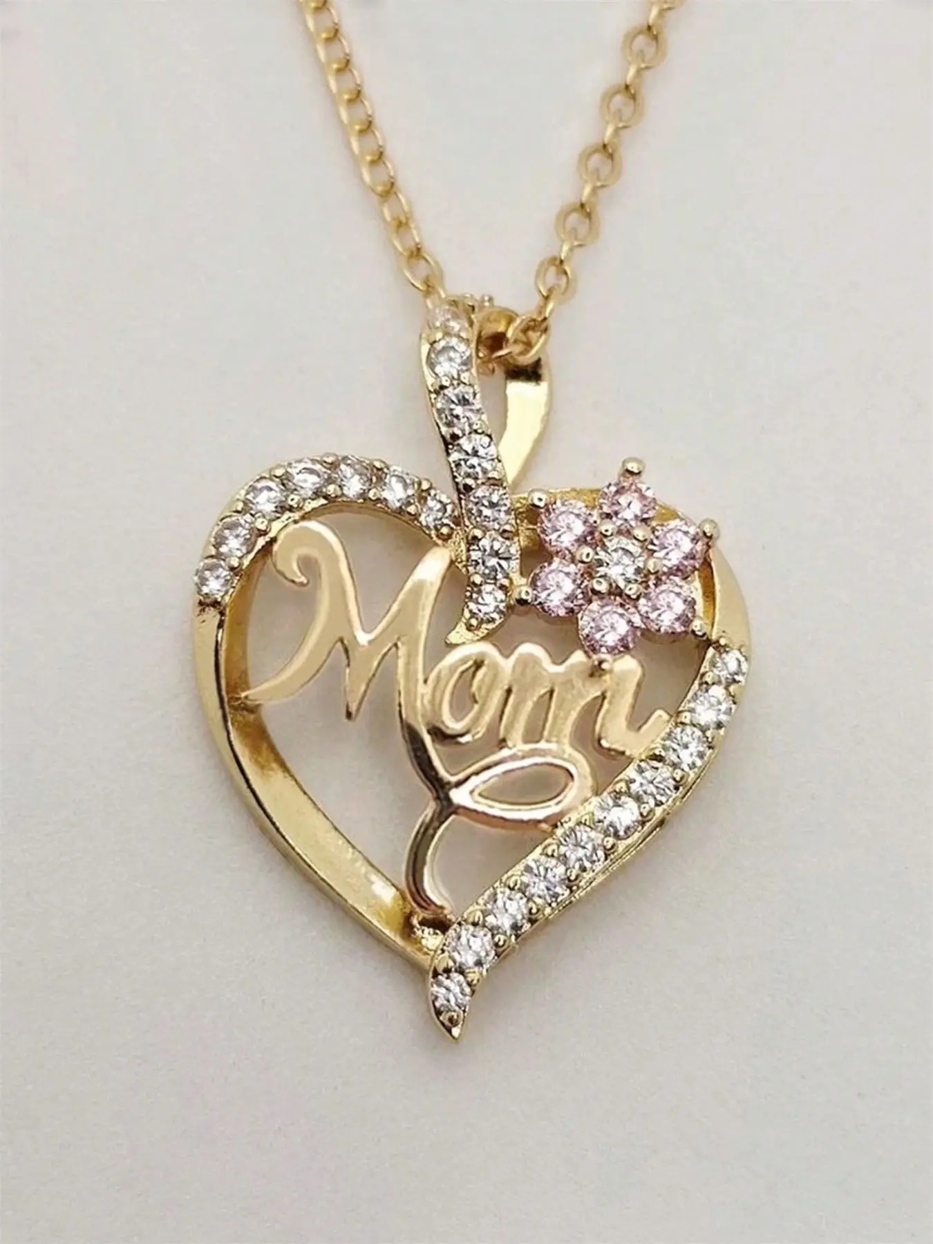 1 Piece Fashion Cubic Zirconia Heart Shaped Pendant for Women, Heart Design Necklace, Hearts Pendant Necklace, Mother's Day Jewelry Gift
