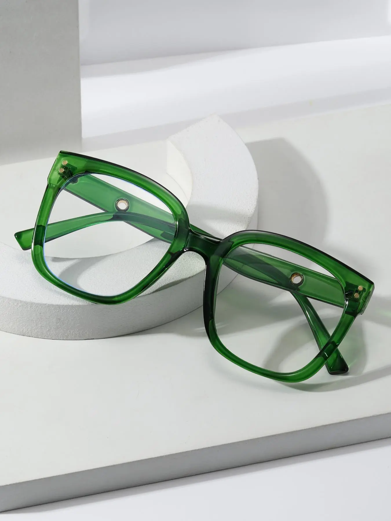 Women's Square Frame Rivet Decor Eyeglasses, stylish square frames, Trendy Casual Eyeglasses for Everyday Use, Fashion Accessories for Outdoor Activities, Square Frame Eyewear, Fashion Accessory Eyewear