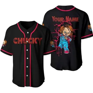Chucky Halloween Baseball Jersey, Chucky Movie Baseball Jersey Men's