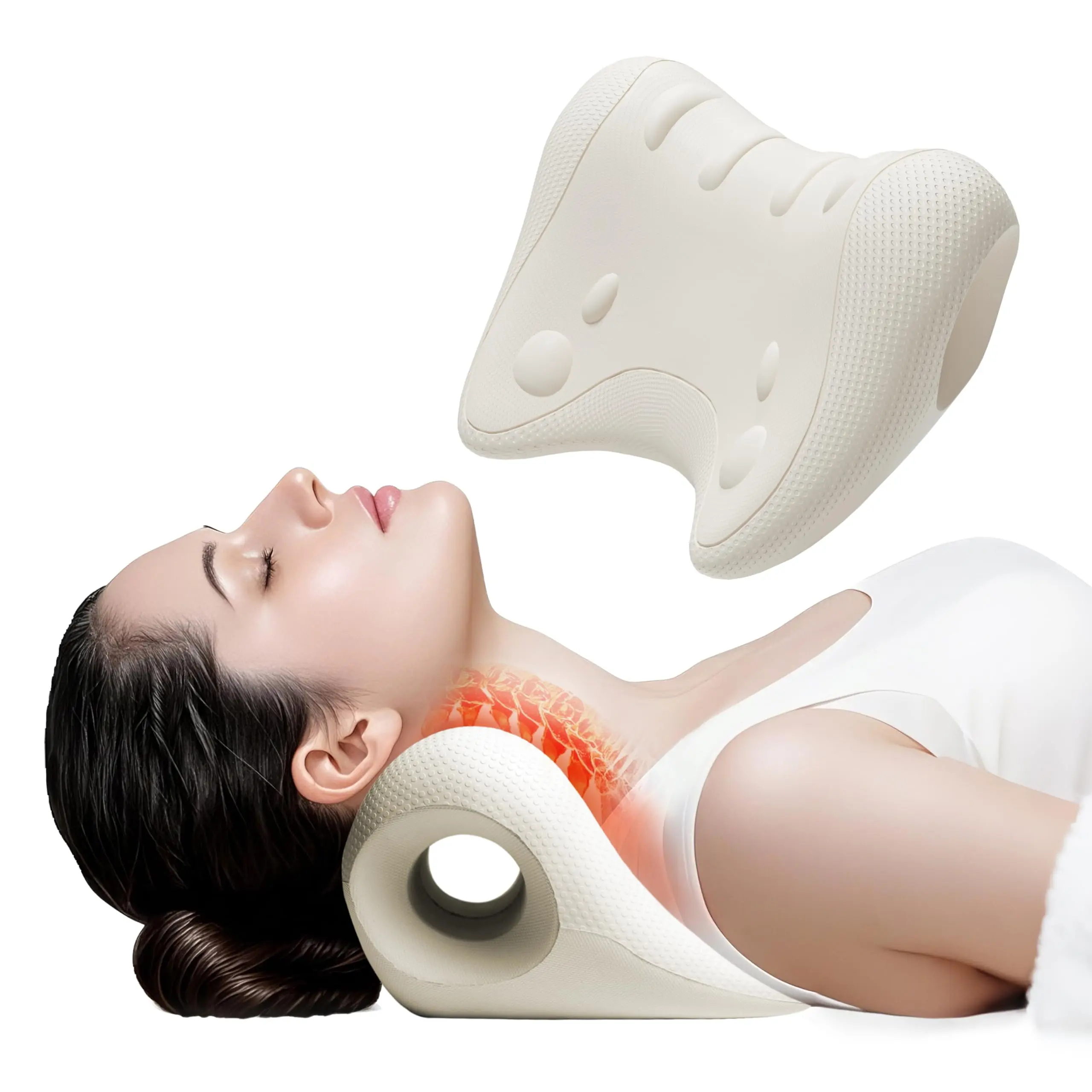 Cervical Traction Relaxer - Spine Alignment Stretcher for Neck & Shoulder Tension, TMJ Relief, Tension Headache Support, Pinched Nerve Aid, Nerd Neck Curvature Assist
