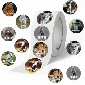 Dog Pattern Sticker, 500pcs/roll Funny Dog Pattern Decorative Sticker, Creative Decal for DIY Scrapbooking, Journaling, Gift Wrapping, Funny Stickers