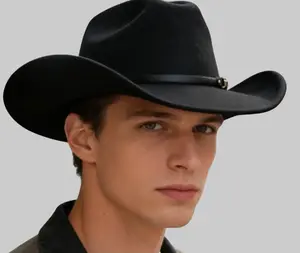 Unisex Classic Wide-Brim Vintage Cowboy Hat, Lightweight Polyester, Durable, for Western Adventures and Urban Leisure
