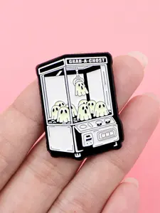 Ghost Claw Machine  Enamel Brooch Pin, Durable Metal Pins, Enamel Lapel Pins, Fashion Accessory, Horror Cartoon Design Punk Vintage Zinc Alloy Badge, Halloween Party Gift, All Seasons Style