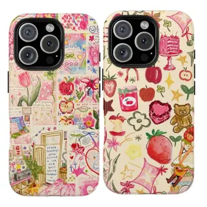 Whimsical Pastel iPhone Case – Art Journal Style Cover with Flowers, Floral Doodles, Handwritten Letters – Trendy Cute Phone Accessory, Gift for Her, Compatible with iPhone 7, 8, X, XS, 11, 12, 13, 14, 15, 16, 17, Samsung 21, 22, 23, 24, 25