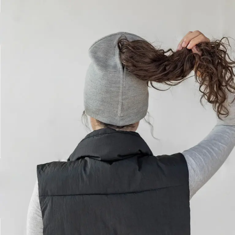 Unisex Sporty Open-Back Ponytail Yarn Knit Beanie for Adults - Cotton Blend, Microfiber, Slip-On, Stretchy, Soft, Warm, One Size Fits All, Cold-Weather Fashion Hat, Frees Ponytail/Bun, Practical Sports Accessory