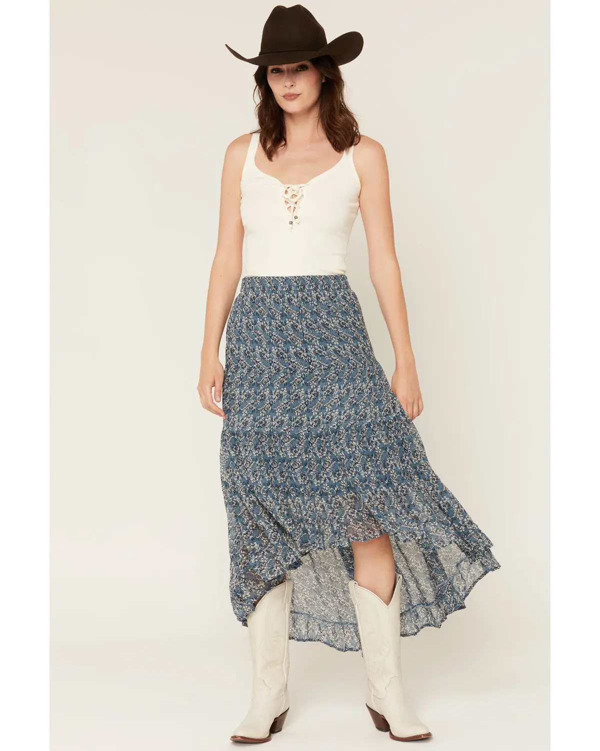 Azalea Floral Print Tiered High-Low Dress