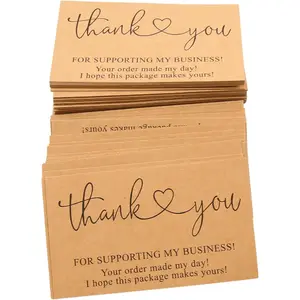 200Pcs Brown Thank You For Supporting My Business Cards 2 x 3.5 Inches Small Bulk Customer Appreciation Card for Small Business Packaging Supplies