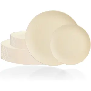 ONDERFUL 32 count  Plastic Plates -  Party Plates Unbreakable & Dishasher safe Dishes Set edding Plate Frosted Design Includes:16 Dinner 10" and 16 Dessert Plate 7.3" for Bridal Shoer