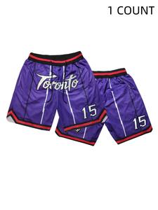 men's toronto letter & number embroidery pocket sports shorts, casual breathable quick drying elastic waist basketball shorts, men's sportswear for outdoor wear