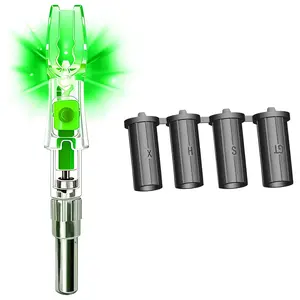 FEEGO Lighted Arrow Nocks with H/GT/S Bushings, For .204'' .233'' .244'' .246'' Inside Diameter, High-Visibility Light Up Nocks with ON/Off Switch for Archery