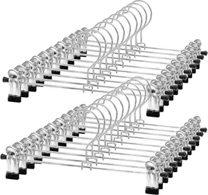 20  Items  Pants Hangers with Clips Skirt Hangers for Women Shorts Hangers Heavy Duty Metal Clothes Hanger for Closet Space Saving Non Slip Trousers Hanger Jeans Hanger for Men,Black,14 Inch Organiser Hanging Organiser Hanging