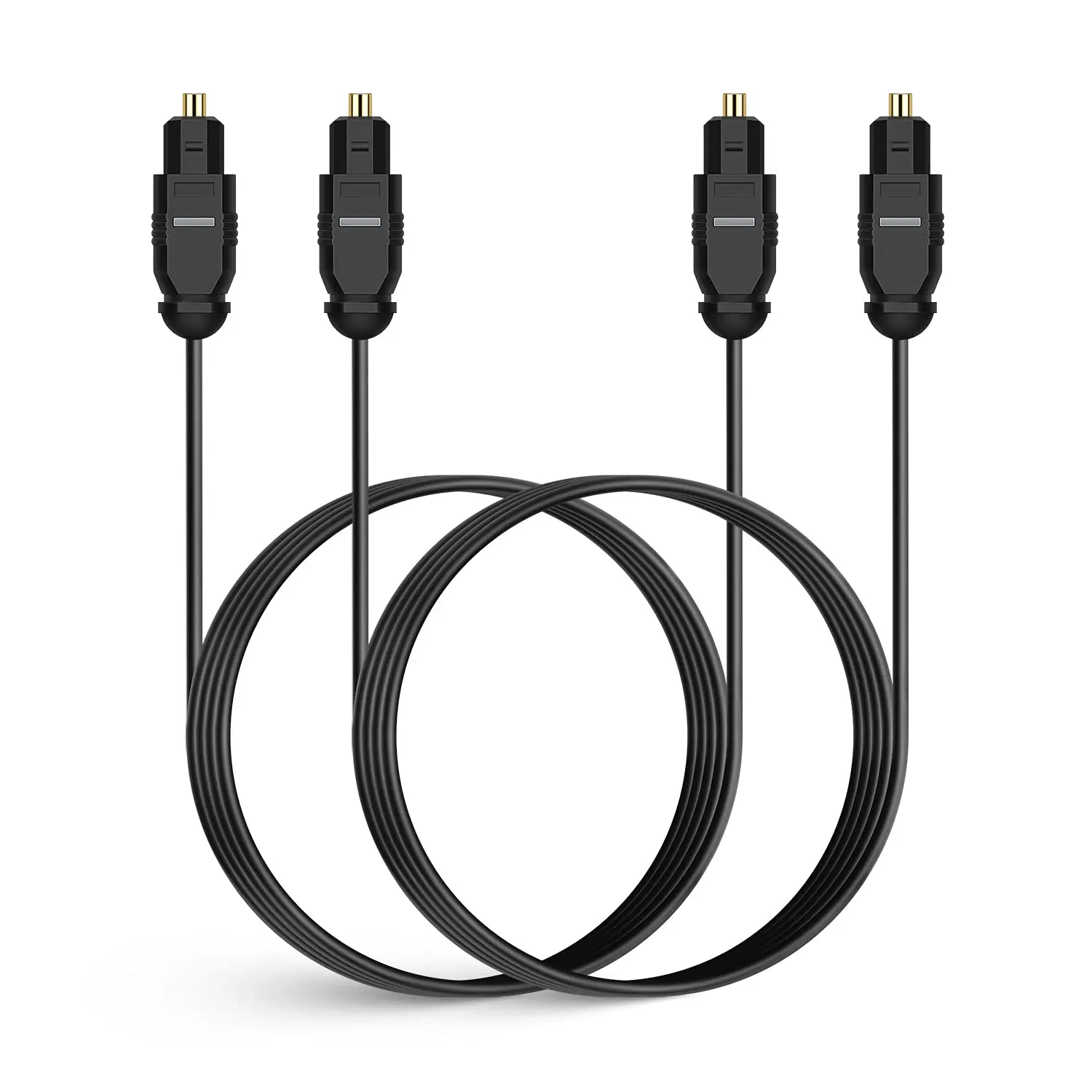 2 PCS Digital Optical Audio Cable 6ft1.8M - [24K Gold-Plated, Ultra-Durable] Slim Optical Cable Digital Audio Cable for Home Theater, Sound Bar, TV, PS4, Xbox, PlayStation & More