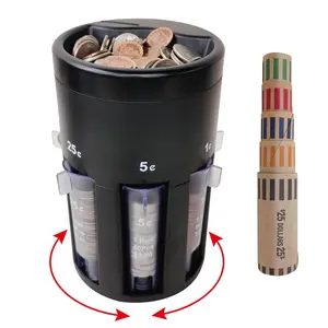 Five-in-one multi-functional manual coin counter and sorter (with rotating base) | High-speed cashless counter for sorting and packaging coins. Ideal for homes, small businesses, banks, retail stores, and vending machines.