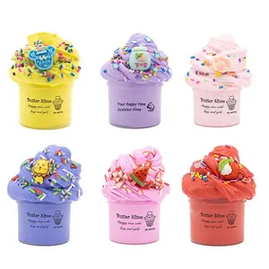 2.37oz Stretchy Bicolor Butter Slime Kit-Scented DIY Fluffy Super Soft Putty with Popsicle Charms Slime for Kid Gift Fluff Slimes Toys