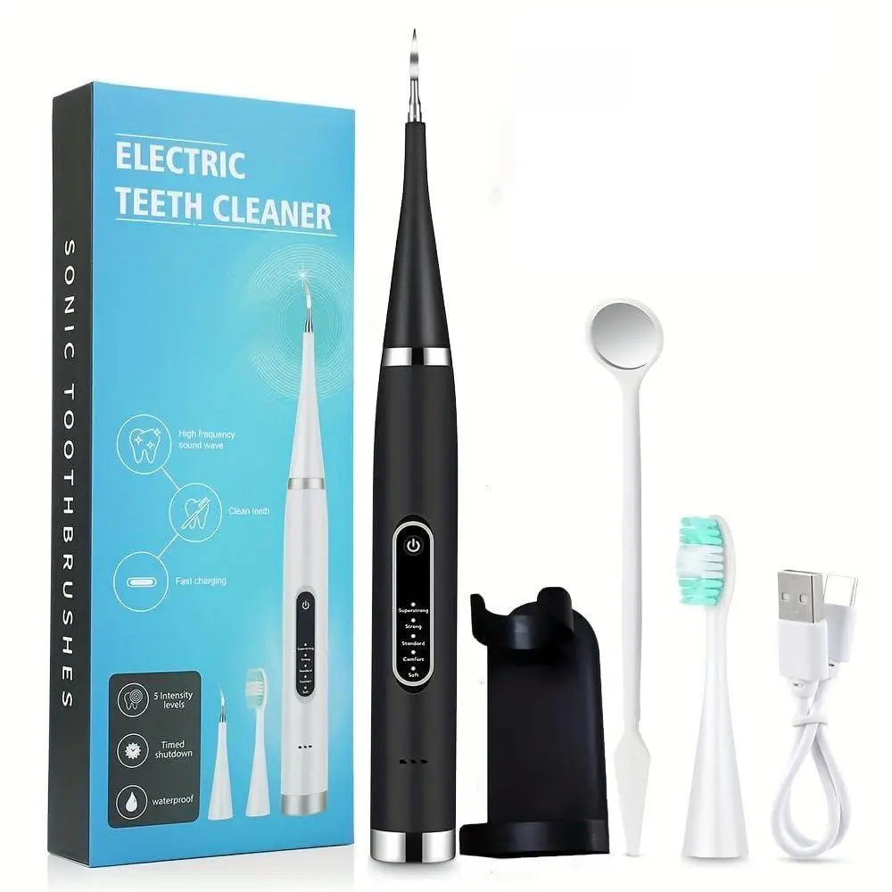 Electric Teeth Cleaner for Tartar Removal & Plaque Cleansing, 2-in-1 Dental Scaler for Dental Care, IPX6 Rated Waterproof, USB Rechargeable Tool for Adults, Toothbrush, Beauty Products, Ipx6 Water Resistant, Plaque Cleanse, Handheld Device, Usb Charge