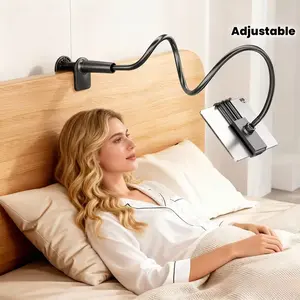 360-Degree Universal Flexible Tube Stand, Phone, Cellphone & Tablet Holder, Adjustable Angle, Clip Design, Desk & Bed Use, Solid Color