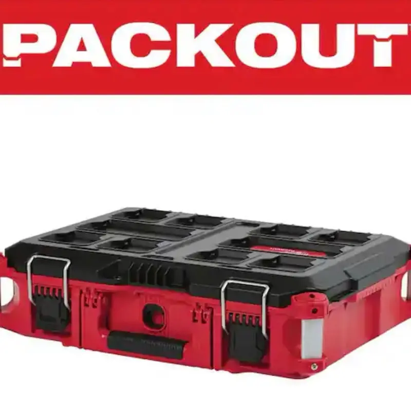 Milwaukee PACKOUT Durable Tool Box - 22 in. Medium Red, 75 lbs. Weight Capacity, Compact Storage Solution for DIY Enthusiasts, Durable Toolbox