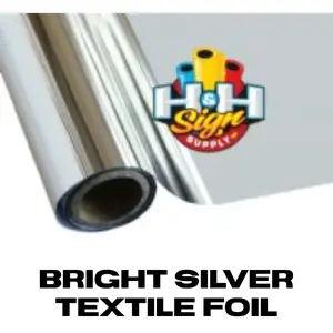 H&H Sign Supply Bright Silver Textile Foil 12" x 25 Foot Roll for Apparel & Paper Decorating Unique Decorative Dimension