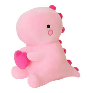 Cute Cartoon Dinosaur Plush Toy with Holding Heart Soft Stuffed Animal Kids Gift Summer Vibes Home Decorations Sweet Romantic Birthday Gift for Girls Sprunkies Plush Toys