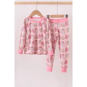 Pink christmas tree bamboo pajamas pants set