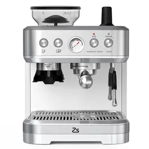 Bean to Cup Coffee Coffee Machine with Grinder – 15 Bar Italian ULKA Pump – Milk Frother – 2.5L Water Tank – Double Cup Brewing – Brushed Stainless Steel – For Latte, Cappuccino, Home & Office