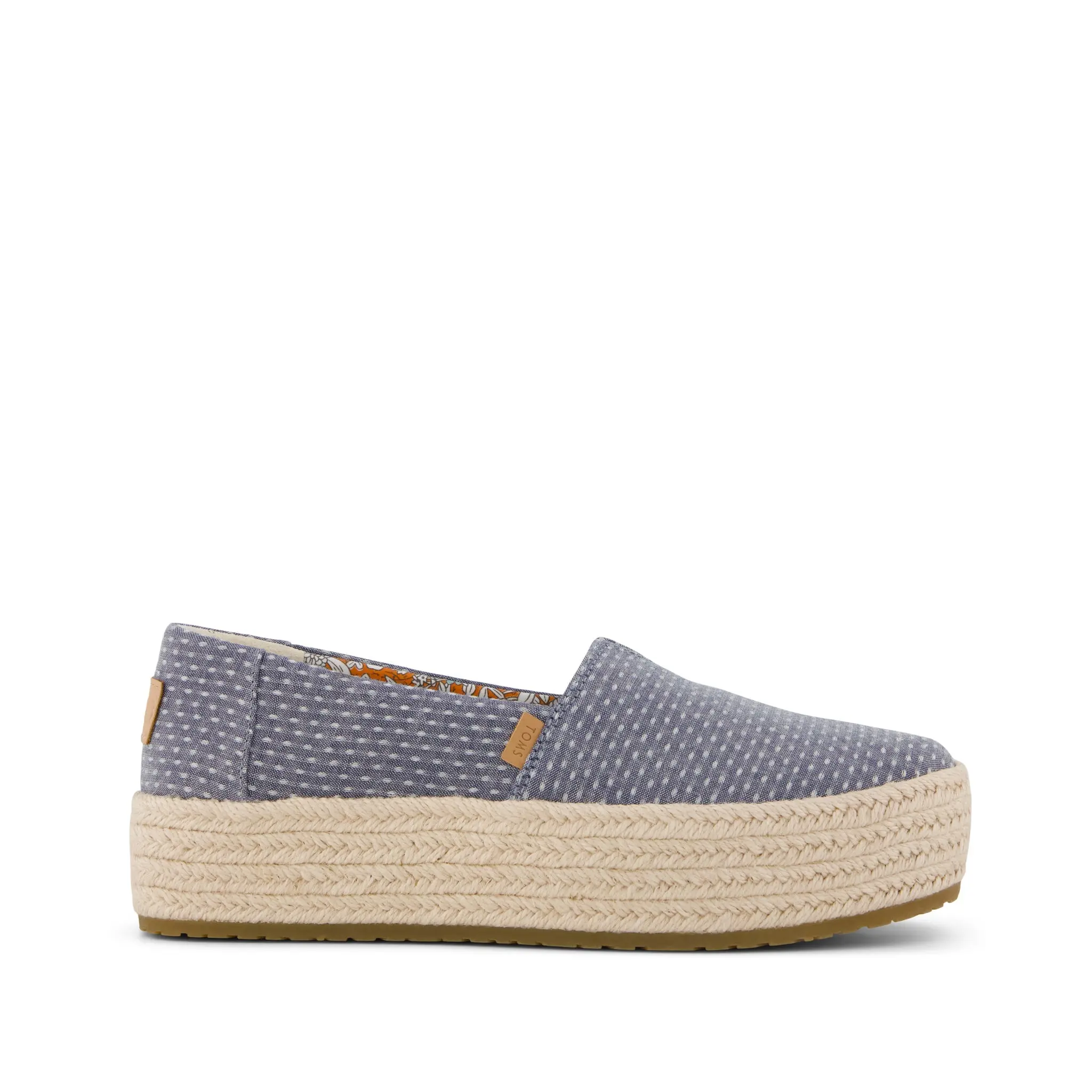 Womens Valencia Platform Espadrille Niagara Mist Chambray Dot