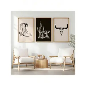3 Pieces Set, Western Cowboy Wall Arts, Travel Posters Printing, Vintage Room Decor, Modern Living Room Decor, Bedroom Decor, Bathroom Decor, Dorm Decor Aesthetic, Housewarming Gift, Holiday Gift, Home Decor, Frameless