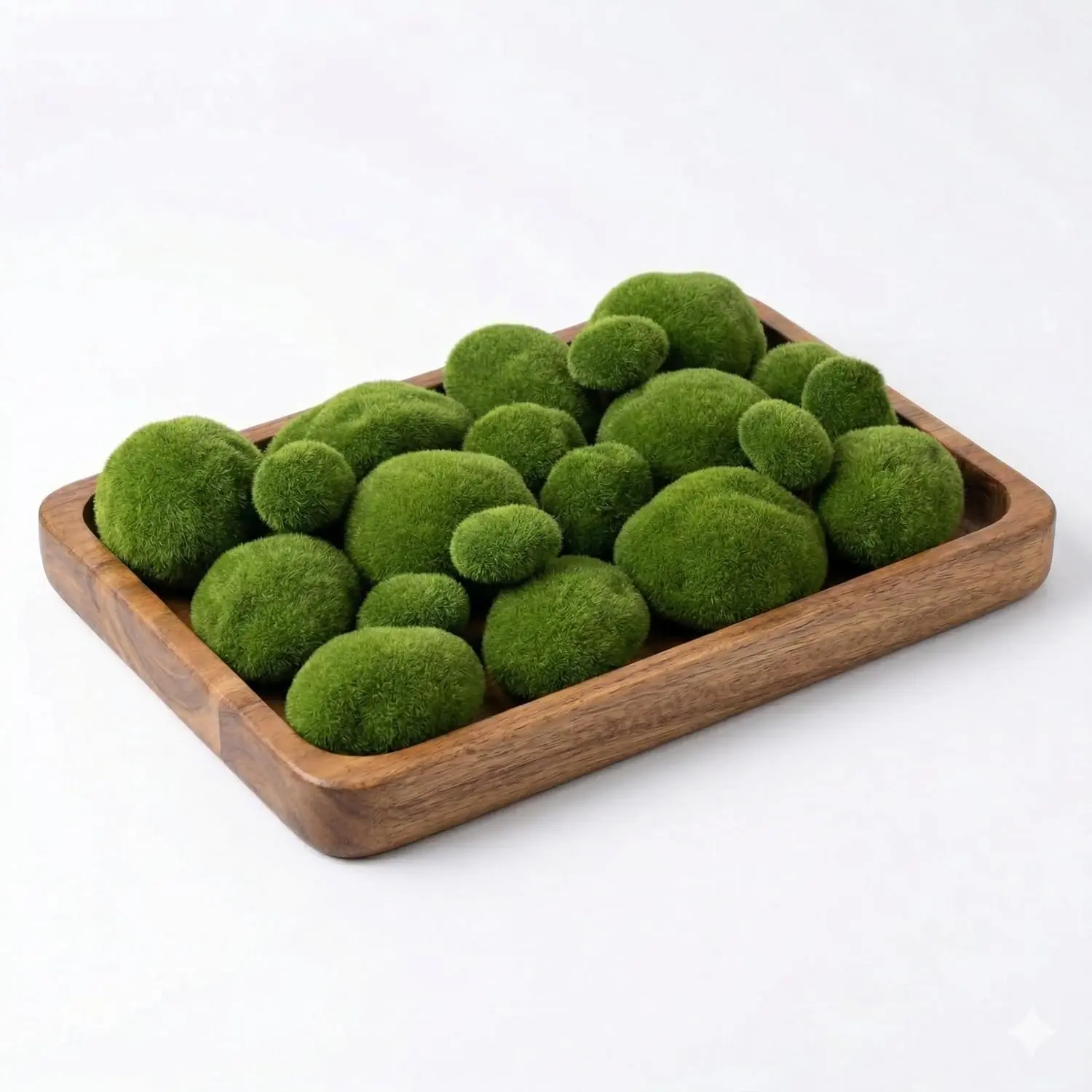 20 Pcs Round Lightweight Decorative Artificial Moss Rocks - Floatable Faux Green Moss Balls, Fuzzy Fake Stones for Fairy Garden, Terrarium Decor & Potted Plants Fillers (Mixed Sizes)