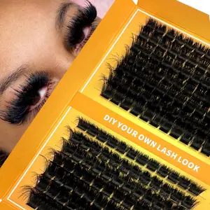 200D/160D/120D/100D/80D/60D Luxury Synthetic DIY Cluster Eyelashes, Mixed Lengths 14-20mm, Reusable D Curl Dense Lash Extensions, Easy Application for Beginners