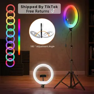 10-inch Ring Lights with Tripod Stand - 63" Extendable, 3 Modes & RGB Colors, Remote Control for Studio-Quality TikTok, YouTube Videos and Live Streaming#SummerWins#FathersDayGift