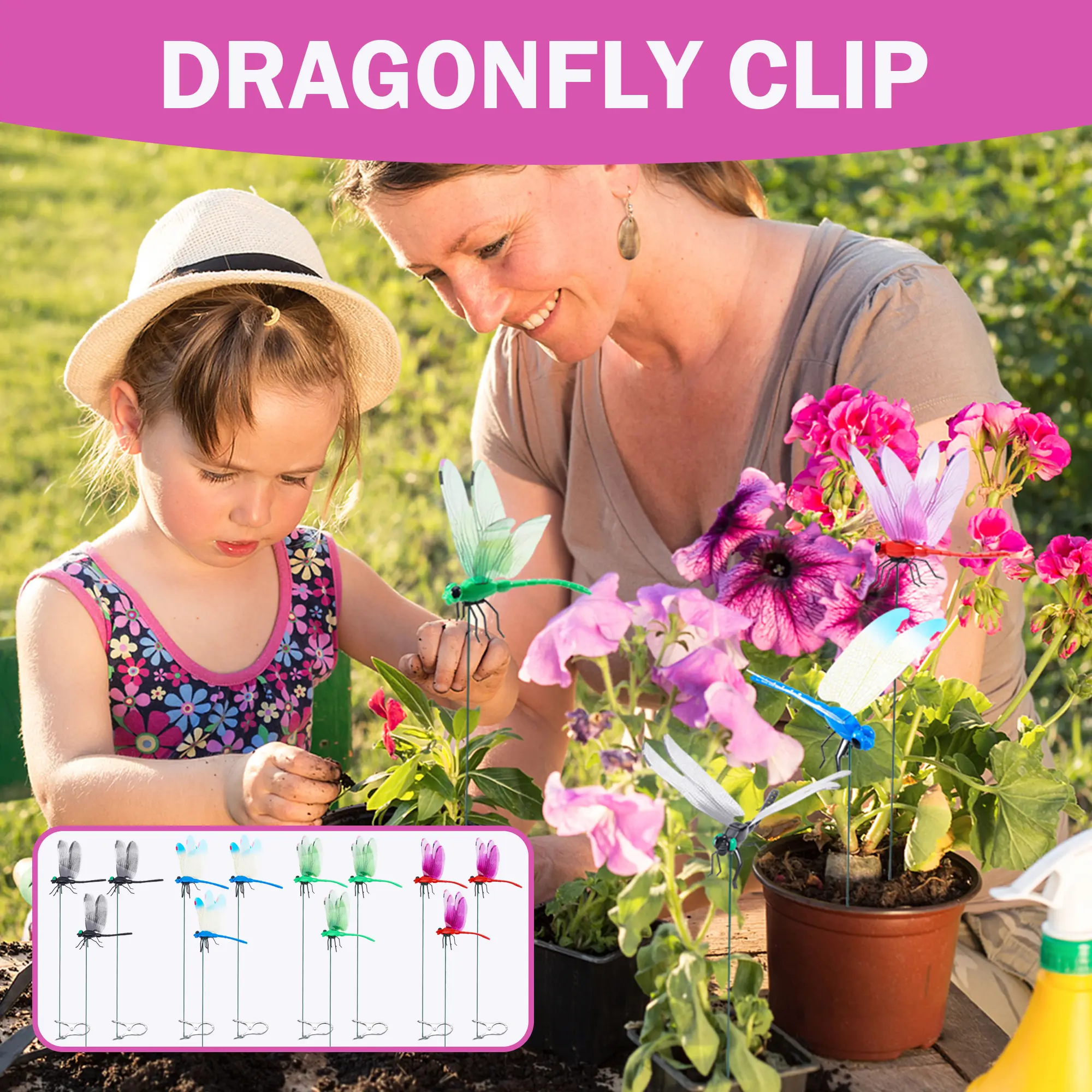 Dragonfly Clip Garden Accessories - Decorative Outdoor Plant & Flower Ornament, Multiple Colors - Ideal for Enhancing Outdoor Leisure Spaces