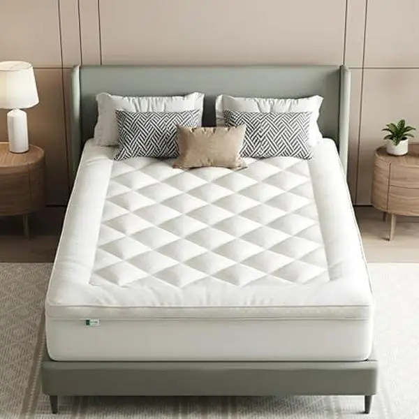 Breathable Cooling Pillow Top Mattress Topper, Extra Thick Down Alternative Soft Bed Pad, 8-21" Deep Pocket Design for Back Pain Relief